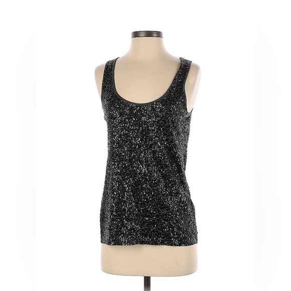 J Crew Charcoal Gray Sequins Scoop Neck Tank Top. Size X-Small - Picture 1 of 6